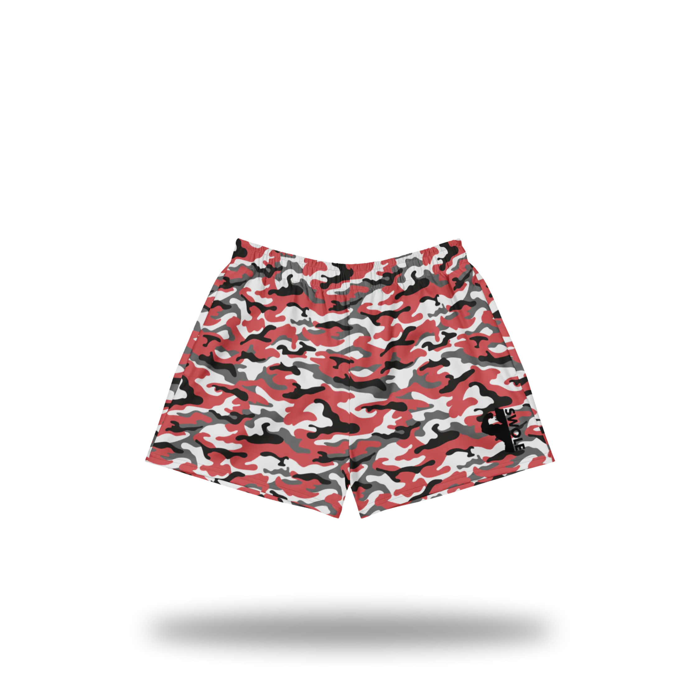 SWOLE CAMO FIGHT SHORTS (RED)